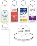 Cruise Luggage Tags (5-Pc Kit) Wide Luggage tag Holder Cruise Essentials Zip Seal Reusable and Steel Loops Premium Clear Thicken Luggage Tags Waterproof