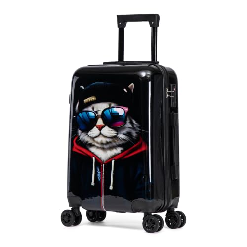 Image of InUSA Cat Print 20-Inch Carry-on Hardside Spinner Luggage Durable TSA Lock