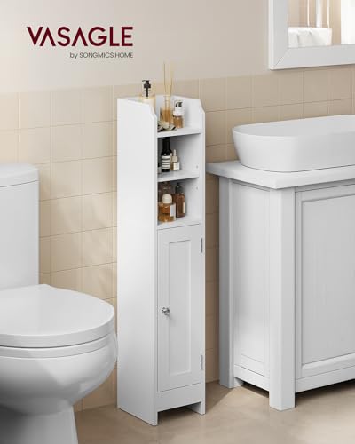 Image of VASAGLE Small Storage Corner Floor Cabinet with Door, 36.2 inch H, Cloud White