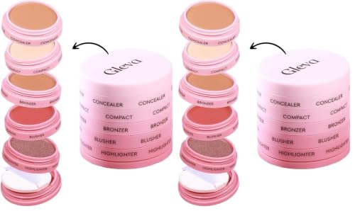Image of Gleva 5 In 1 Makeup stack With Concealer, Bronzer, Blusher, Compact & Highlighter Smooth & Blendable Formula - Travel Friendly, Quick & Easy to Use (Fair) (Pack of 2)