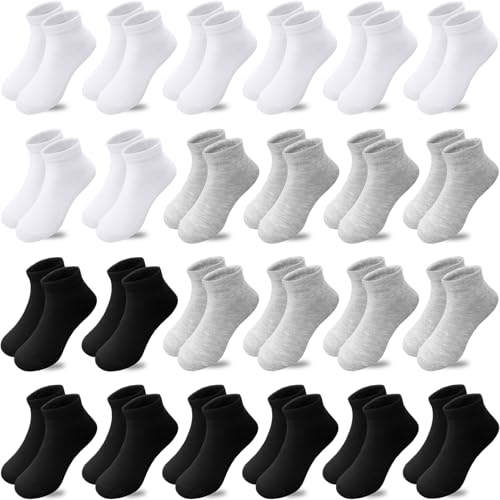 24 Pairs Girls Socks Ankle Athletic Running Low Cut Sports Socks for Girls Boys
