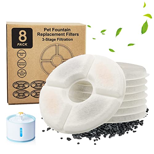 RIGHTWELL Filtros Fuente Gatos 8 PCS Filtros Fuente Gato, Filtros Fuente Agua Gatos, Filtro de Fuente de Agua para Gatos, Filtro de Repuesto para Fuente de Agua para Gatos Cover