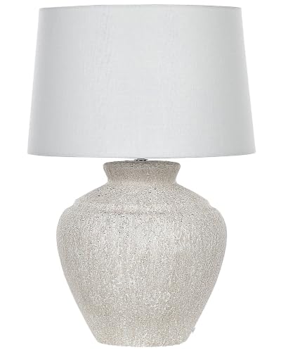Beliani Lampe de table Traditionnelle Abat-jour Tambour Base en Céramique Crème Caine