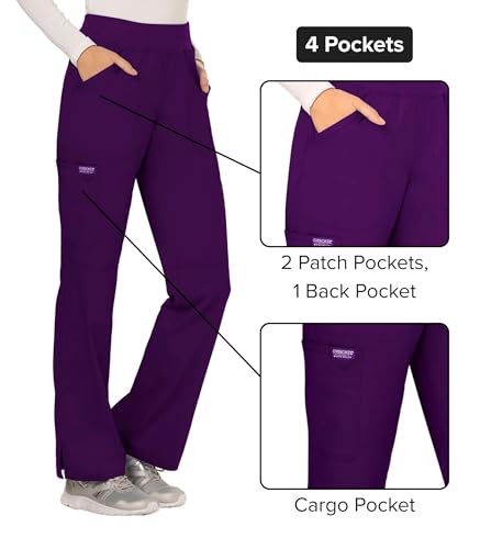 Image of Cherokee Women Scrub Pant with Straight Leg Pull-on Pant Medical Bottom with 4 Pocket & 2-Way Stretch Fabric - WW110