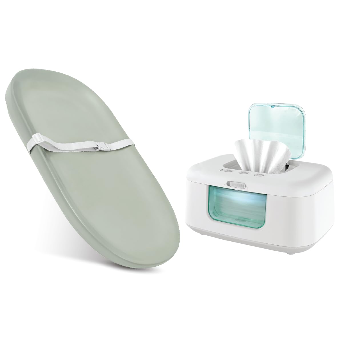 Jool Baby Waterproof Changing Pad (Sage) + Wipe Warmer (Aqua)