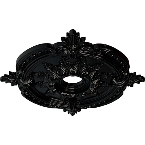 Image of Ekena Millwork CM28BEBPS 28-3 /8 inch x 3-3 /4 inch x 1-5 /8 inch Benson Classic Ceiling Medallion, Black Pearl