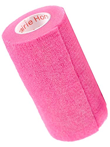 Image of Vet Wrap Tape (Neon Pink) (2 Pack) (4 Inch x 15 feet) Self Adhesive Adherent Adhering Cohesive Flex Self Stick Bandage Grip Roll Dog Cat Pet Horse