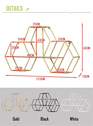 Casier à vin mural hexagonal en métal rustique avec 3 supports verres - 3