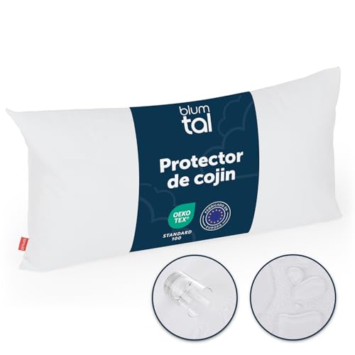 Blumtal Protector Funda Almohada 60x70 cm   Protector Almohada 60x70 cm Impermeable   Oeko Tex Funda para cojin Impermeable con Cremallera   Funda Protectora para cojin en Set de 2