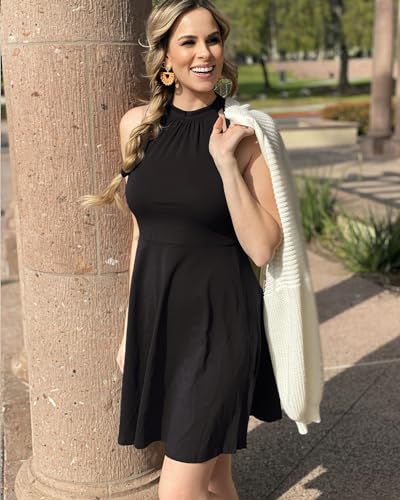 OUGES Women's Halter Neck Floral Summer Casual Sundress - Image 3