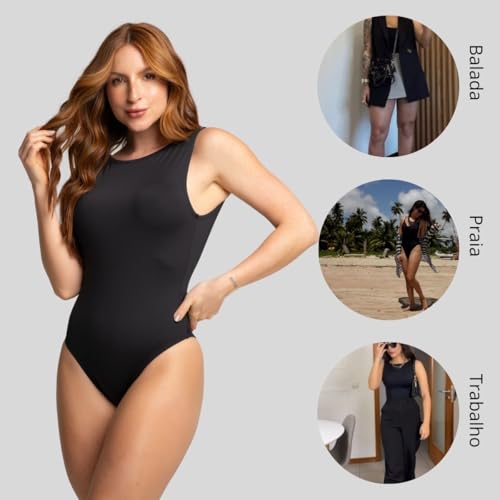 Maio Feminino Praia Liso Decote Costas Sem Bojo Alça Larga Preto G