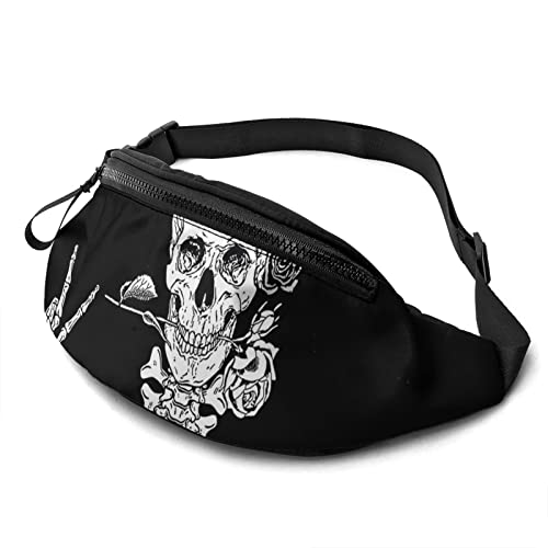 MGCEDLTD Lustiger Rock and Roll Skelett Schädel Bauchtasche für Männer und Frauen, verstellbare Hüfttasche mit Kopfhörer-Gürteltasche, siehe abbildung, As Shown Cover