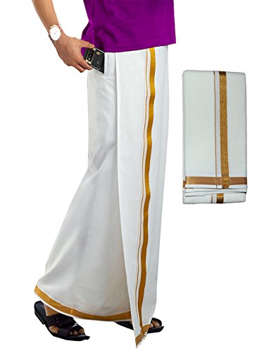 Image of PRAKASAM COTTON Men's Welcro pocket dhoti and Matching towel Set