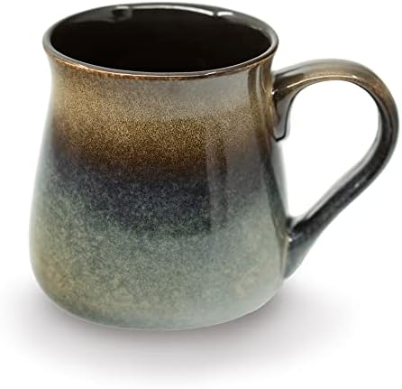 ECODECO Large Pottery Coffee Mug 24 oz - Oversized Ceramic Cup with Big Handle - 1 Pcs (Tan to Beige)