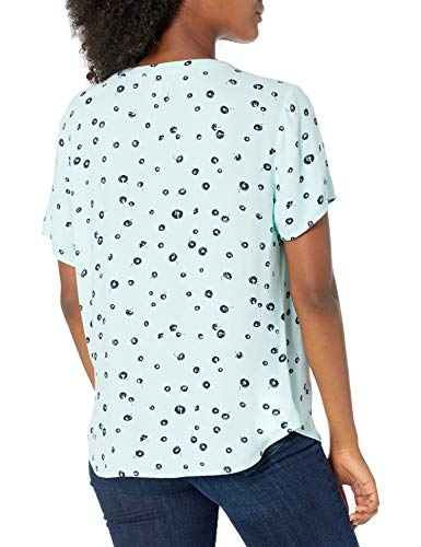 Amazon Essentials Women's Short-Sleeve Woven Blouse Shirt, -Aqua Poppy, XX-Large - image 2