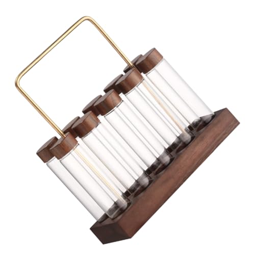 Cabilock Tubos De Vidrio Para Almacenar Granos De Café Con Soporte De Madera 10 Orificios Diseño Hermético Ideal Para Exhibición