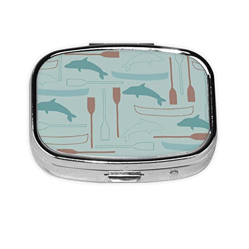 ピルケース 薬ケース イルカ柄 動物柄 スクエアピルボックス ピルボックス 小さなピルボックス ミニピルボックス ミニ薬箱 携帯ピルケース 収納ボックス 小物入れ 携帯用 くすり整理 人気 長方形 薄型 コンパクト 小型 おしゃれ くすり整理 ピルミニサイ