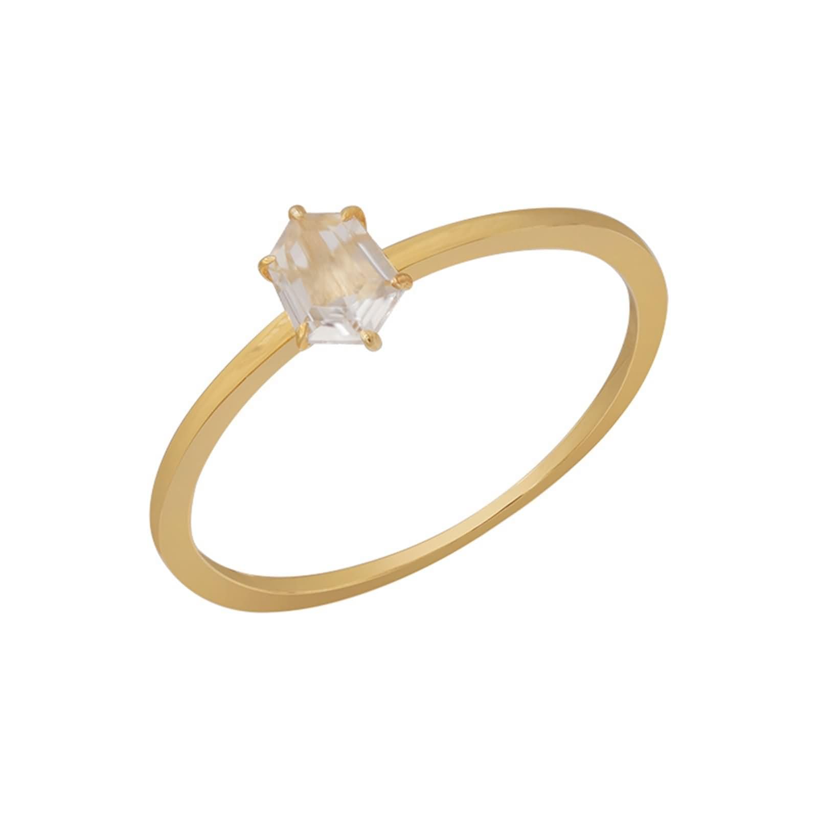 Daesar Anillos de Alianza de Mujer con Irregular Solitario con Cristal, Oro Amarillo 9K/14K/18K, Anillo de Compromiso Oro