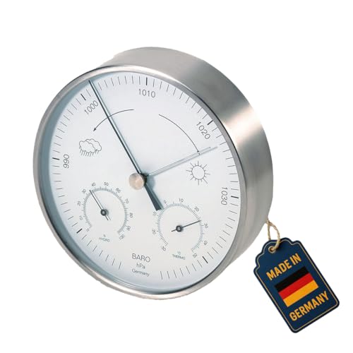 TFA Dostmann Analoge Wetterstation für innen und außen, 20.2027.60, mit Barometer, Thermometer, Hygrometer, Edelstahl, deutsches Familienunternehmen, wetterfest TFA Dostmann Analoge Wetterstation für innen und außen, 20.2027.60, mit Barometer, Thermometer, Hygrometer, Edelstahl, deutsches Familienunternehmen, wetterfest