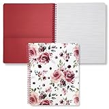 Steel Mill & Co Cute Large Spiral Notebook College Ruled, 11' x 9.5' with Durable Hardcover and 160 Lined Pages, Rose Floral