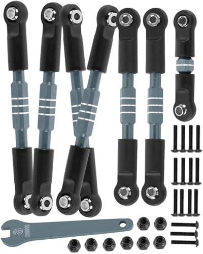 hopsupRC RC Upgrades Part Adjustable Turnbuckles Camber Links Toe Link for 1/10 Slash/Rustler/Stampede/Bandit VXL 4WD 4X4.Alloy Front&Rear Link Set,Titanium