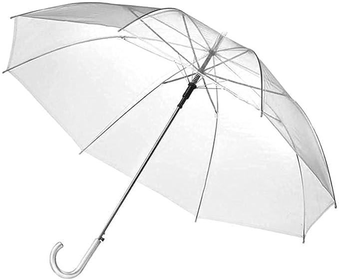 Transparent Stick Umbrella for Men & Women with Wind Resistant Strong Frame, Waterproof Clear Canopy Rain Umbrella with J Handle for Travel Office College Daily Use Use (Pack of 1)-image-44