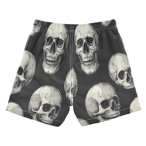 Boccsty Funny Human Skulls Black Skulls Boys Swim Trunks Baby Kids Swimwear Summer Toddler Beach Board Shorts 2T2