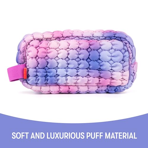 Image of ZIPIT Puffy Pencil Case for Girls, Soft Quilted Pencil Pouch with Zipper, Aesthetic Stationery Organizer for School, Cosmetics & Travel
