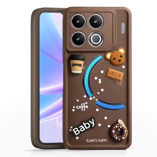 Image of Bintage Case Ball Bear| Donut| Milk Cake| Baby| Coffee Rubber Case Camera Protection Back Cover Compatible for Infinix GT 20Pro 5G - Brown