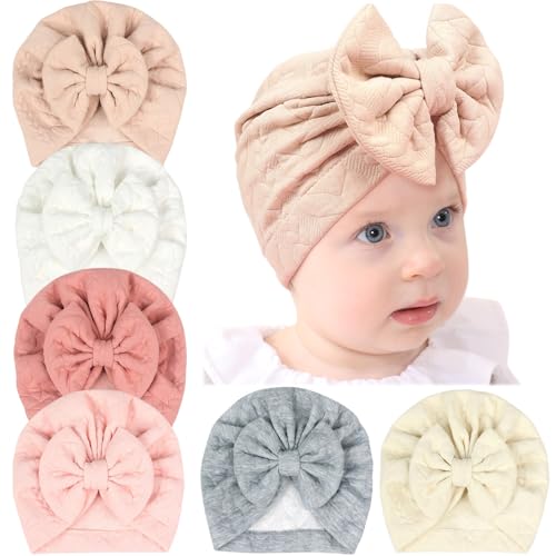 Knit Newborn Little Girl Turban Hat with Bowknot Soft Knitted Bowknot Turban Hat Comfortable Wearing Hat for 0-12 Months2