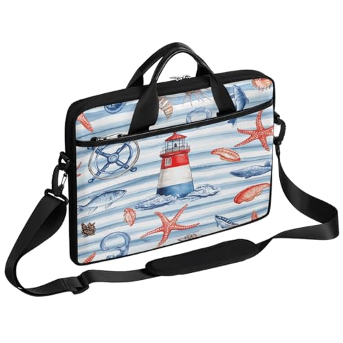 Funda para laptop Nautical Lighthouse Starfish de 15 pulgadas, maletín delgado para computadora portátil con correa para hombro, maletín ejecutivo para mujeres y hombres, bolso mensajero para trabajo, oficina y viajes miniatura 1