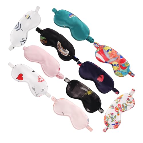 FOMIYES 10個 サテンゴーグル アイマスク ライト サテンの目 独りよがりな ふくらんでいる ドライアイ用 遮光 スリープアイパッチ スリーピングマスク スリーピングアイカバー シルク