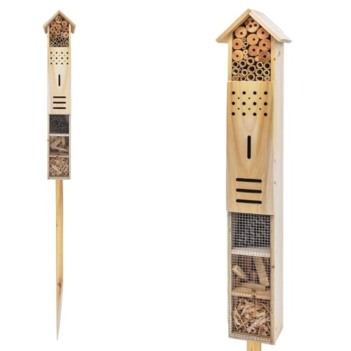 Spetebo Hôtel à insectes XXL avec piquet 79 cm x 15 cm x 10 cm