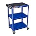 Luxor 3 Shelf Multipurpose Storage Adjustable Height Steel A/V Cart - Blue