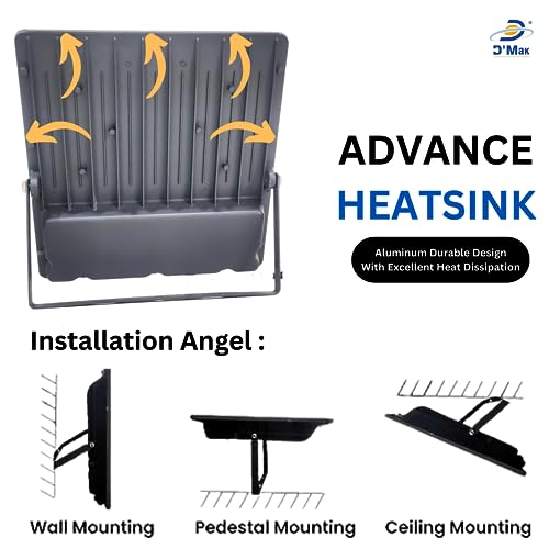 Image of D'Mak 200W Lens Led Flood Light - Ip65 Waterproof Led Lights with 120 Wide Beam-Led Lamp Lights for Yard,Showroom,Shop, Factory,Garden, Playground & Home(Cool White,6500k)- Pack of 5