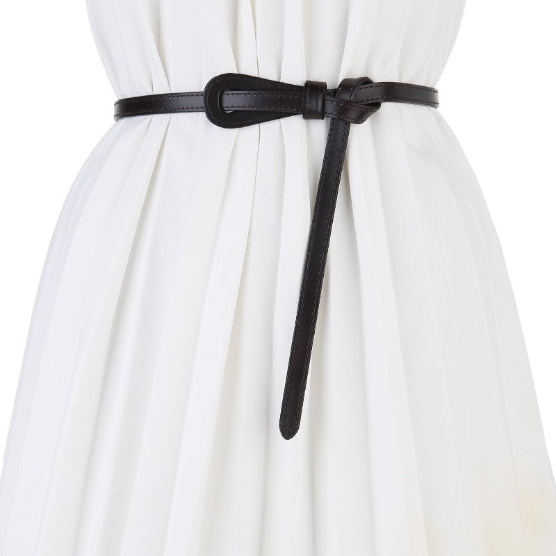 Belt for Women's Decoration Suit with Dress Waist Tied Knotted Cowhide Belt for Women's Thin(D)3