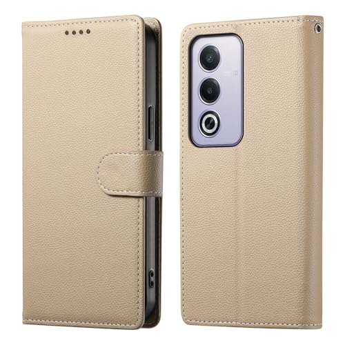 Étui portefeuille Oppo Reno 11 Pro 5G en cuir abricot avec clapet