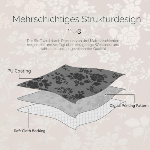 Romanstile Wachstuchtischdecke Outdoor Mitteldecke 100x100 grau Tischdecke abwaschbar 350GSM… – Ansicht 3