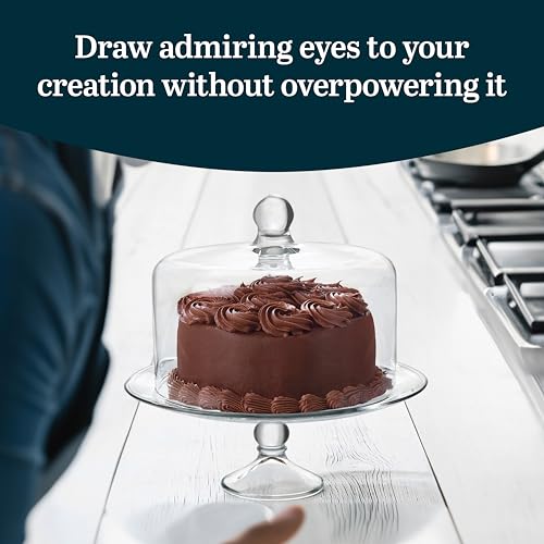 Libbey Selene Glass Cake Stand with Dome Lid, Elegant Curved Footed, Covered Cake Stand, Versatile Serving Dish for Variety of Desserts and More - Image 5