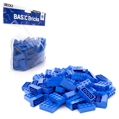 Original Lego Basic Bricks | 100 piezas 2x4 piedra (3001) (azul)