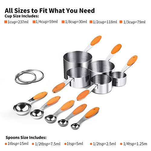 Image of U-Taste Measuring Cups Spoons Set, 18 /8 Stainless Steel, 10Pcs, Orange