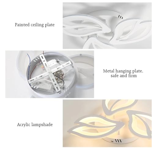 Plafond LED dimmable avec télécommande et design fleur blanc pour salon - 6