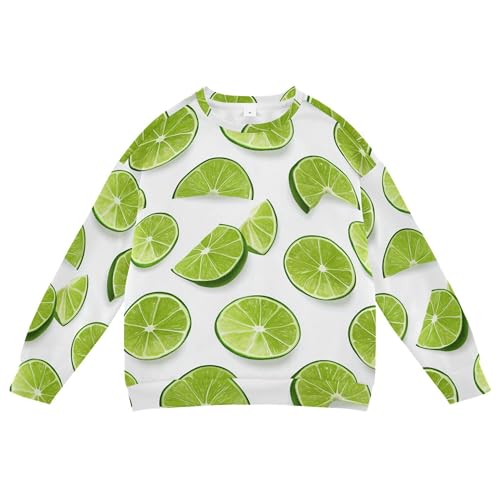 JUNZAN Fresh Lime Fruit White Big Girls Sweatshirts Hoodies Long Sleeve Sweatshirt With Hoodie Party 4T