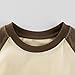 Cotton Long Sleeve Undershirt Kids Boys Shirts Fashion Raglan Patchwork Sweatshirts Cute Round Neck Tees School Sports Tops Undershirts Beige