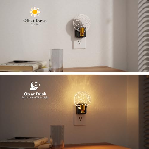 Image of JandCase Night Light, Dimmable Night Lights Plug into Wall 2 Pack | Bubble Nightlight with Auto On /Off Light Sensor, 0-100LM LED Round Nightlights, 180Rotatable Acrylic Nite Light for Hallway