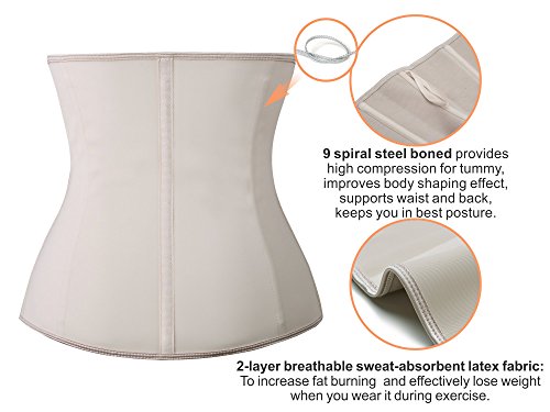 Image of YIANNA Latex Waist Trainer for Women Tummy Control Zipper Underbust Waist Cincher Corset Hourglass Body Shaper Sport Girdle