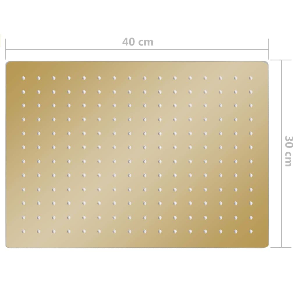 Ducha de lluvia de acero inoxidable, 40 x 30 cm, rectangular, dorado, con 192 boquillas, alcachofa de ducha de lluvia, cabezal pulverizador antical, para baño, cabina, montaje en pared o