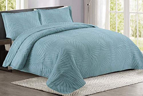 KJHG Quilted Bedspread Cream Double Size 230X250CM - Retro Patterns of Flower - Easy-care Ultrasonic Lightweight Microfiber Coverlet,Blue-King:230X250CM
