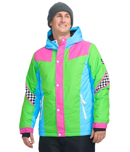 Image of Tipsy Elves Ski Jackets for Men - Fun Colorful Apres Ski Outerwear Hooded Waterproof Snow Jackets for Adults