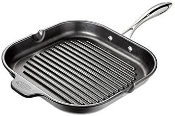 Stellar SX45 Grill Pan Ribbed Skillet 28cm x 28cm Griddle with Ridges, Ceramic Coating, Induction Ready, Dishwasher & Oven Safe - Fully Guaranteed
